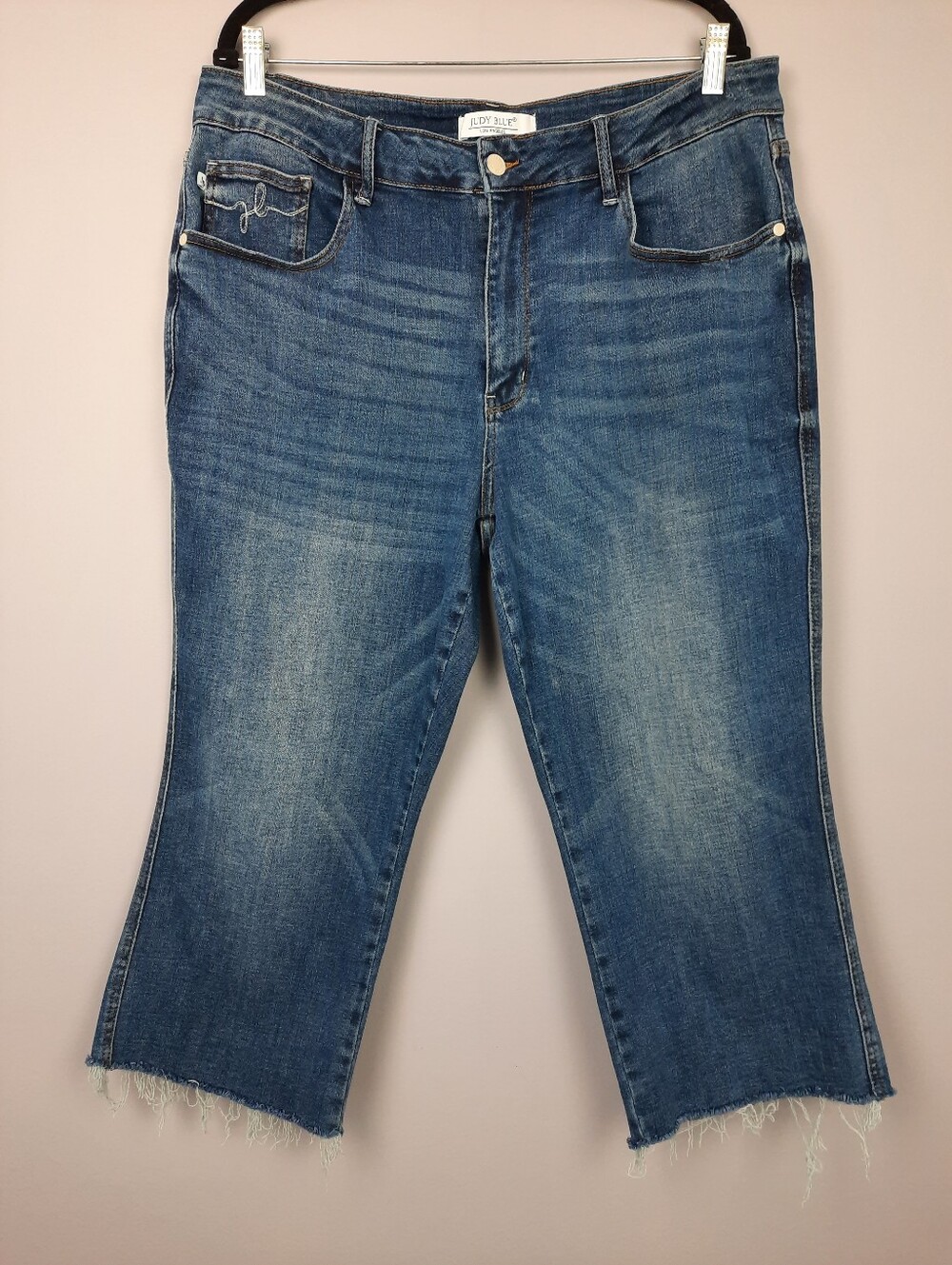 Judy Blue Stretch Denim Raw Hem Wide Leg Crop Jeans size 18W